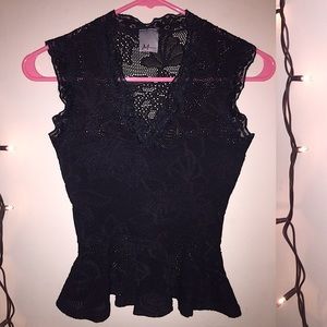 Monaco USA: V-Neck Black Lace Top